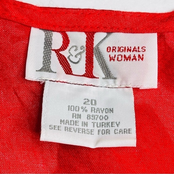 Vintage Floral Maxi Shift Dress‎ Womens Plus Size 20 Red Tulip Rayon Sleeveless - Picture 3 of 8